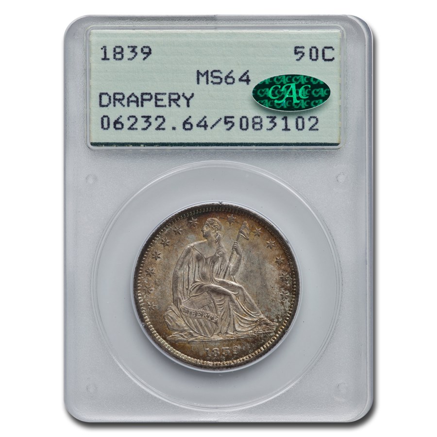 Buy 1839 Liberty Seated Half Dollar Ms 64 Pcgs Cac Rattler Apmex