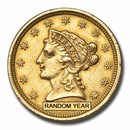 1840-1858 $2.50 Liberty Gold Quarter Eagle (Old Reverse, Cleaned)