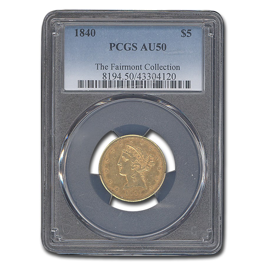 1840 $5 Liberty Gold Half Eagle AU-50 PCGS