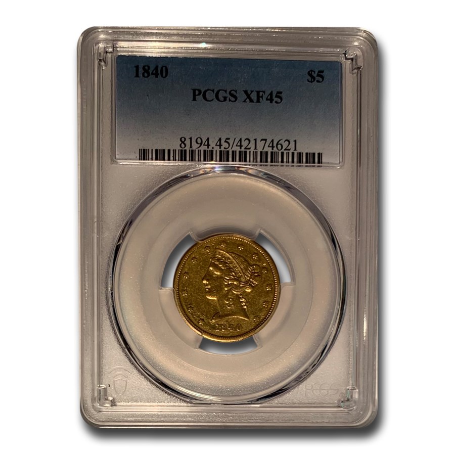 1840 $5 Liberty Gold Half Eagle XF-45 PCGS