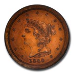 1840 Half Cent PF-64 NGC (Red/Brown, Original)