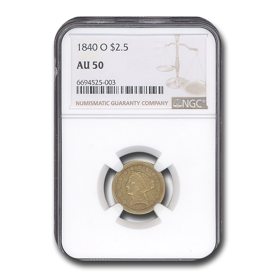 1840-O $2.50 Liberty Gold Quarter Eagle AU-50 NGC