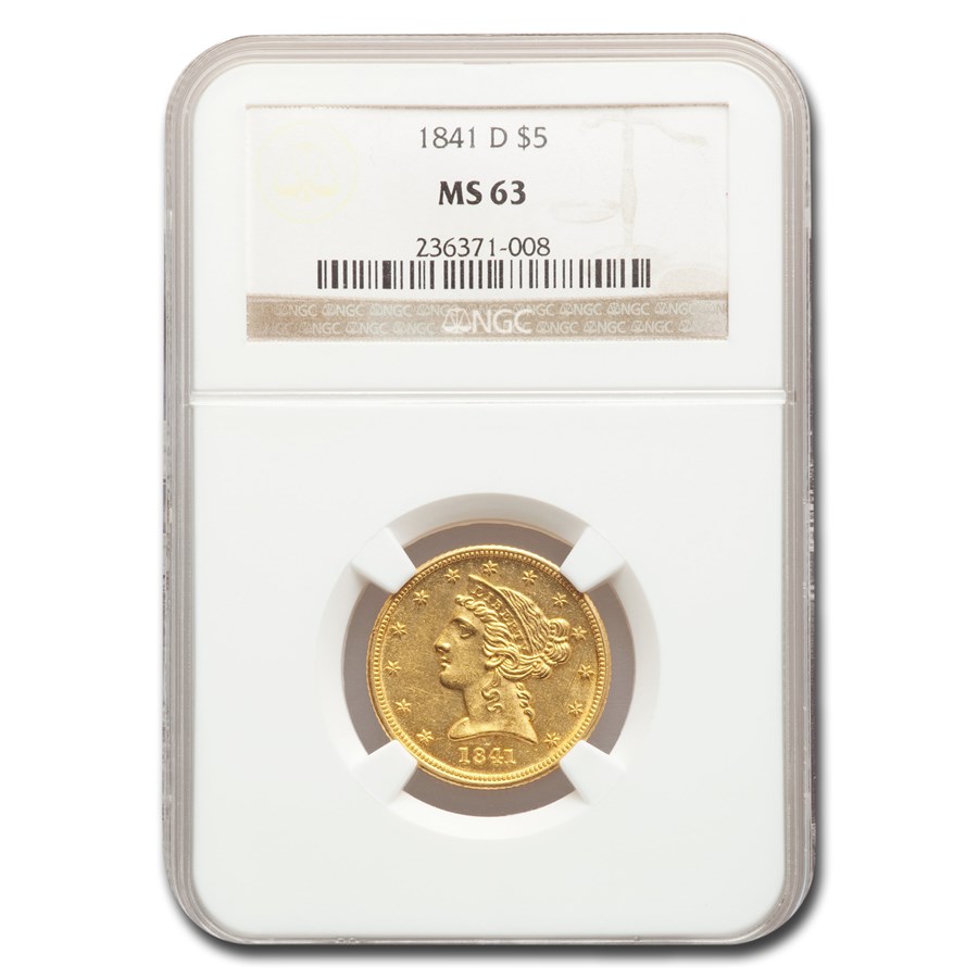 Buy 1841-d $5 Liberty Gold Half Eagle Ms-63 Ngc 