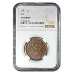 1841 Large Cent MS-64 NGC (Brown)