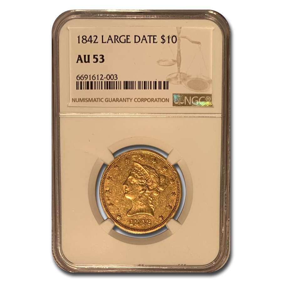 1842 $10 Liberty Gold Eagle AU-53 NGC (Large Date)