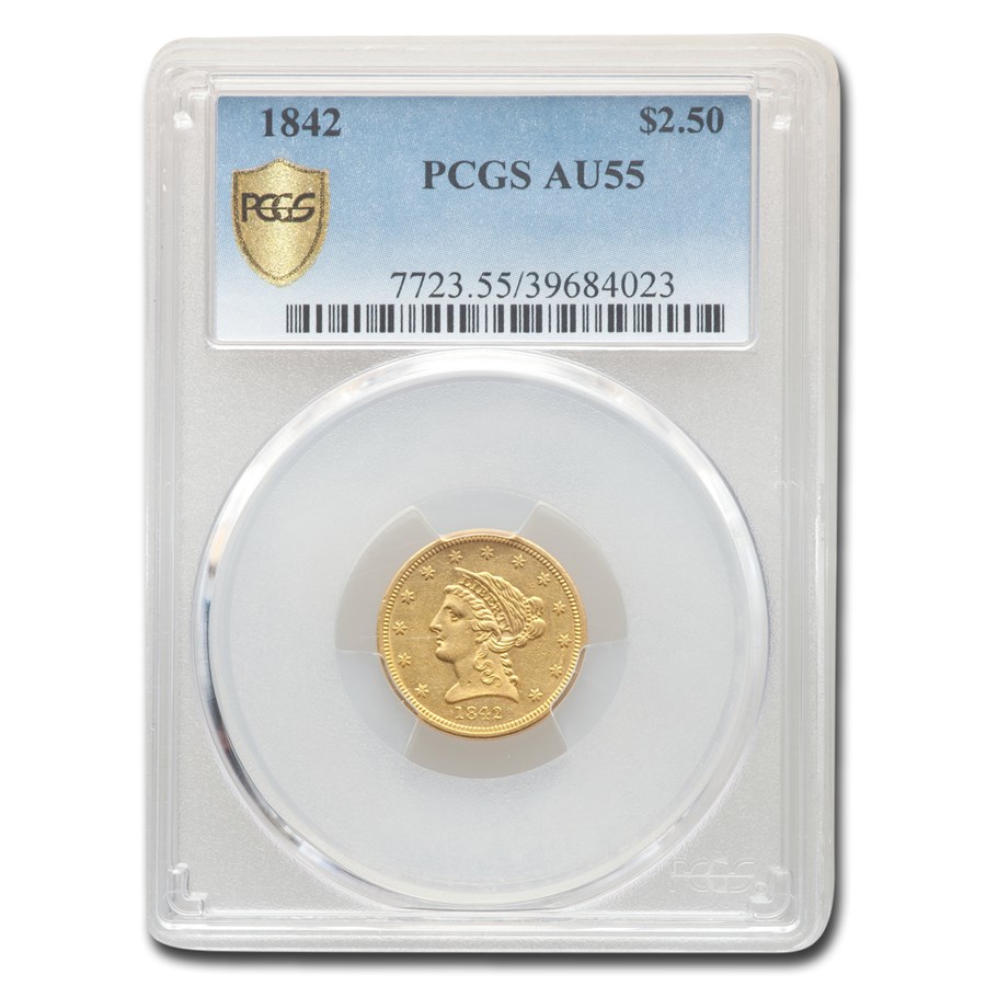 1842 $2.50 Liberty Gold Quarter Eagle AU-55 PCGS
