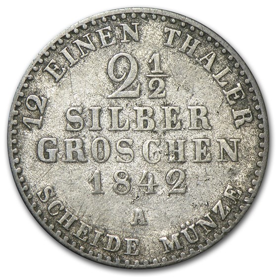 Buy 1842-A Prussia Silber 2 1/2 Groschen VF | APMEX