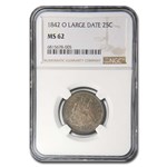 1842-O Liberty Seated Quarter MS-62 NGC