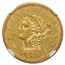 1843 $2.50 Liberty Gold Quarter Eagle AU-58 NGC
