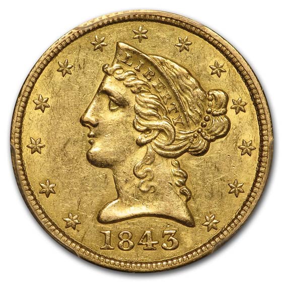 Buy 1843 $5 Lib Gold SS Central America AU-58 PCGS (Ship of Gold) | APMEX