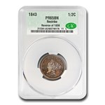 1843 Half Cent PR-65 CACG (Restrike, Reverse of 1856, Brown)