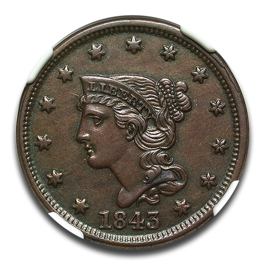 Buy 1843 Large Cent AU-58 NGC (Petite Head Small Letters) | APMEX