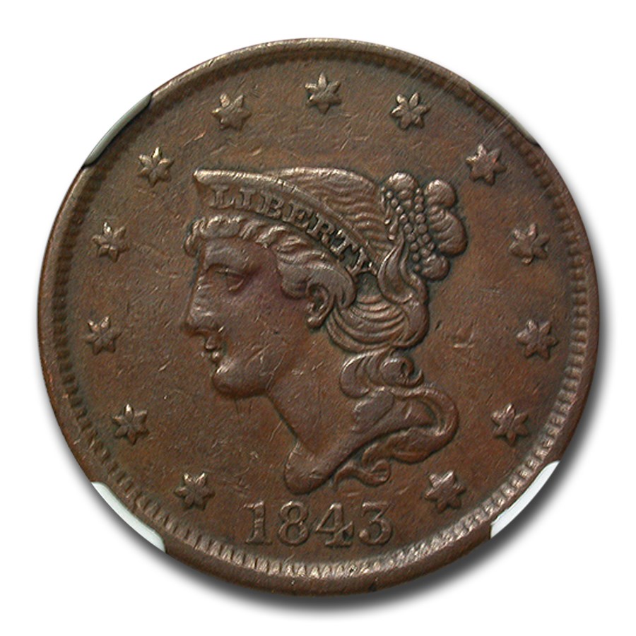 Buy 1843 Large Cent XF-45 NGC (Petite Head, Small Letters) | APMEX