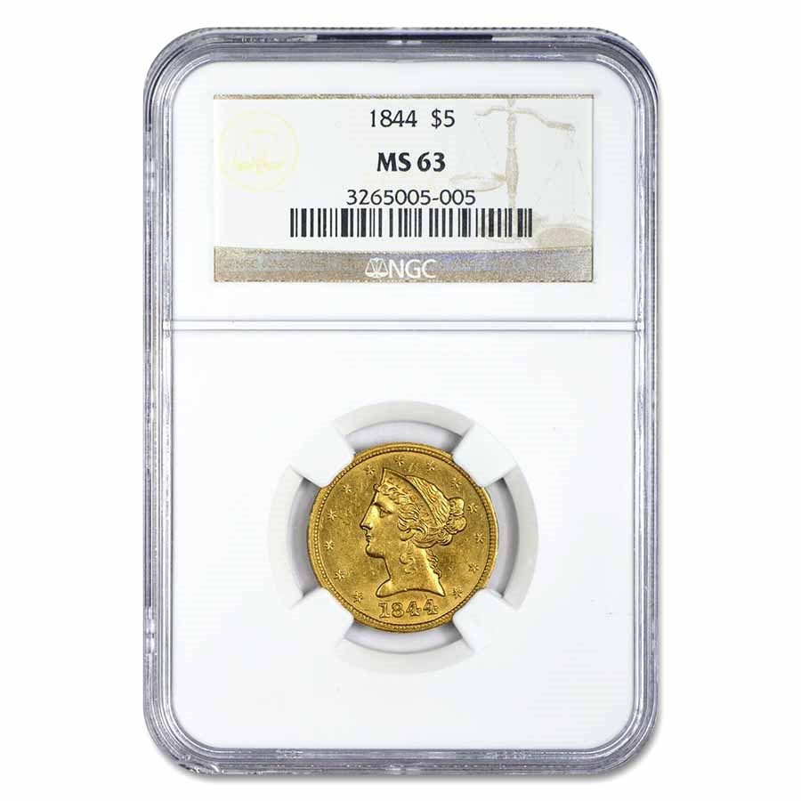 Buy 1844 $5 Liberty Gold Half Eagle MS-63 NGC | APMEX