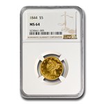 1844 $5 Liberty Gold Half Eagle MS-64 NGC