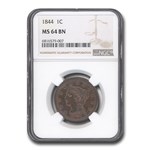 1844 Large Cent MS-64 NGC (Brown)