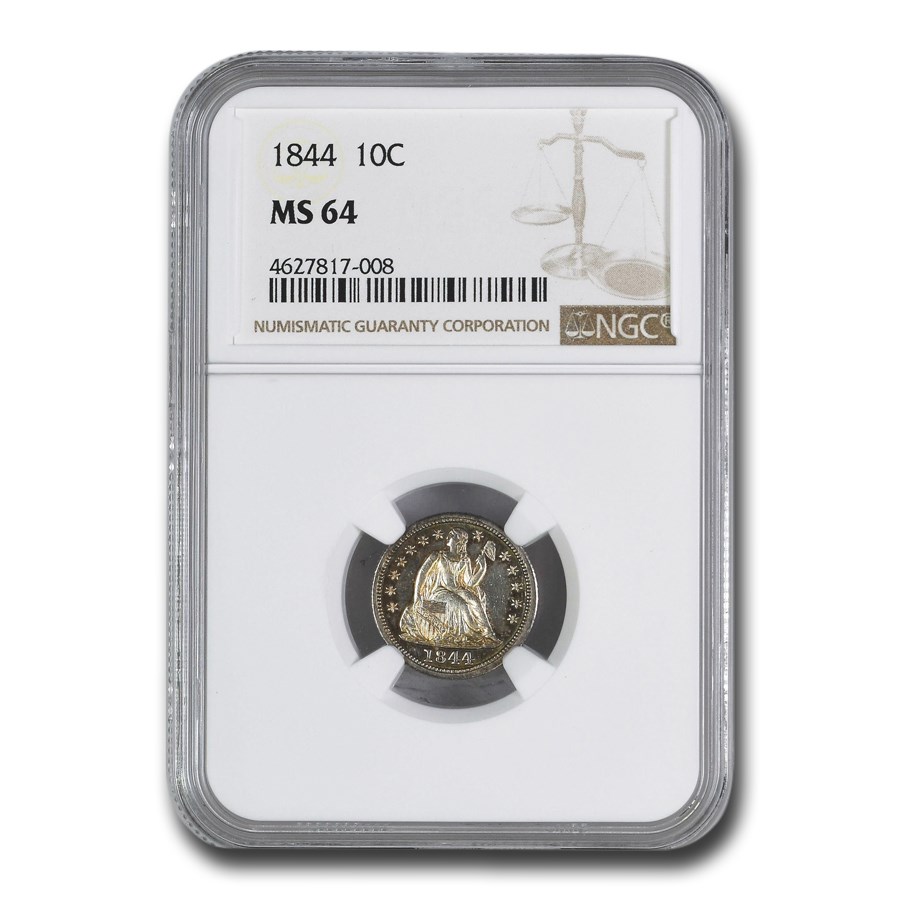 1844 Liberty Seated Dime MS-64 NGC