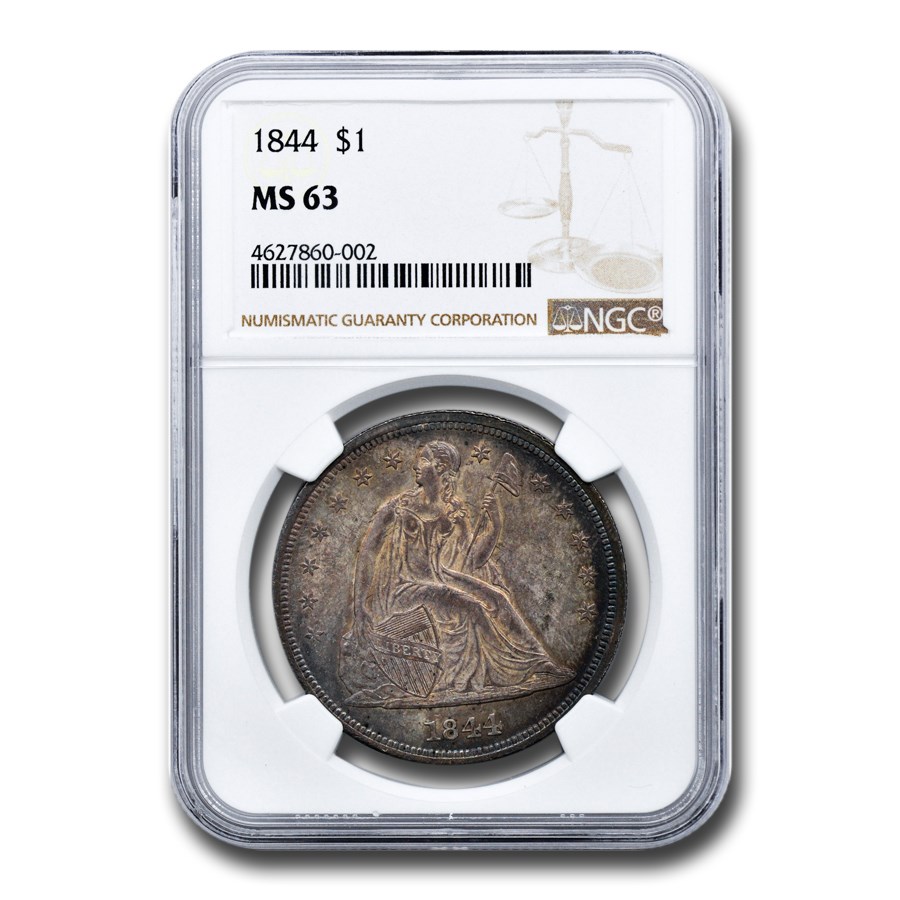 1844 Liberty Seated Dollar MS-63 NGC