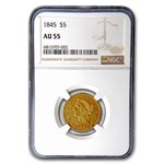 1845 $5 Liberty Gold Half Eagle AU-55 NGC