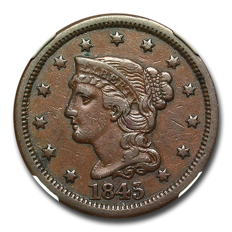 1845 Large Cent XF-45 NGC (Brown)