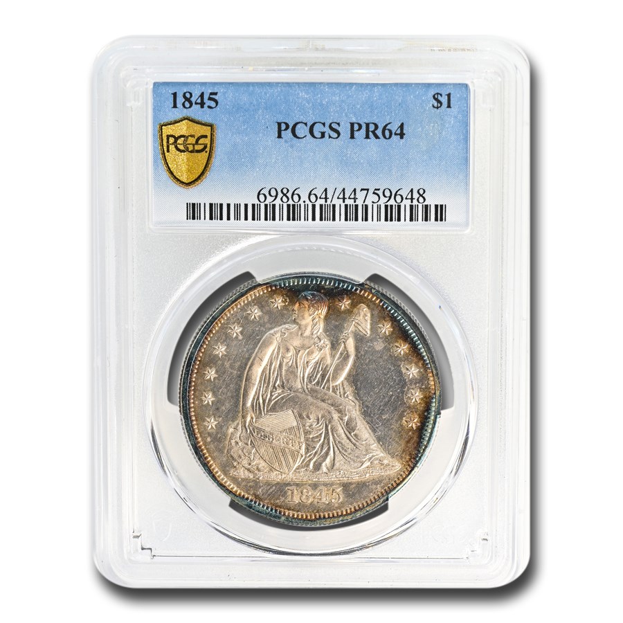 1845 Liberty Seated Dollar PR-64 PCGS