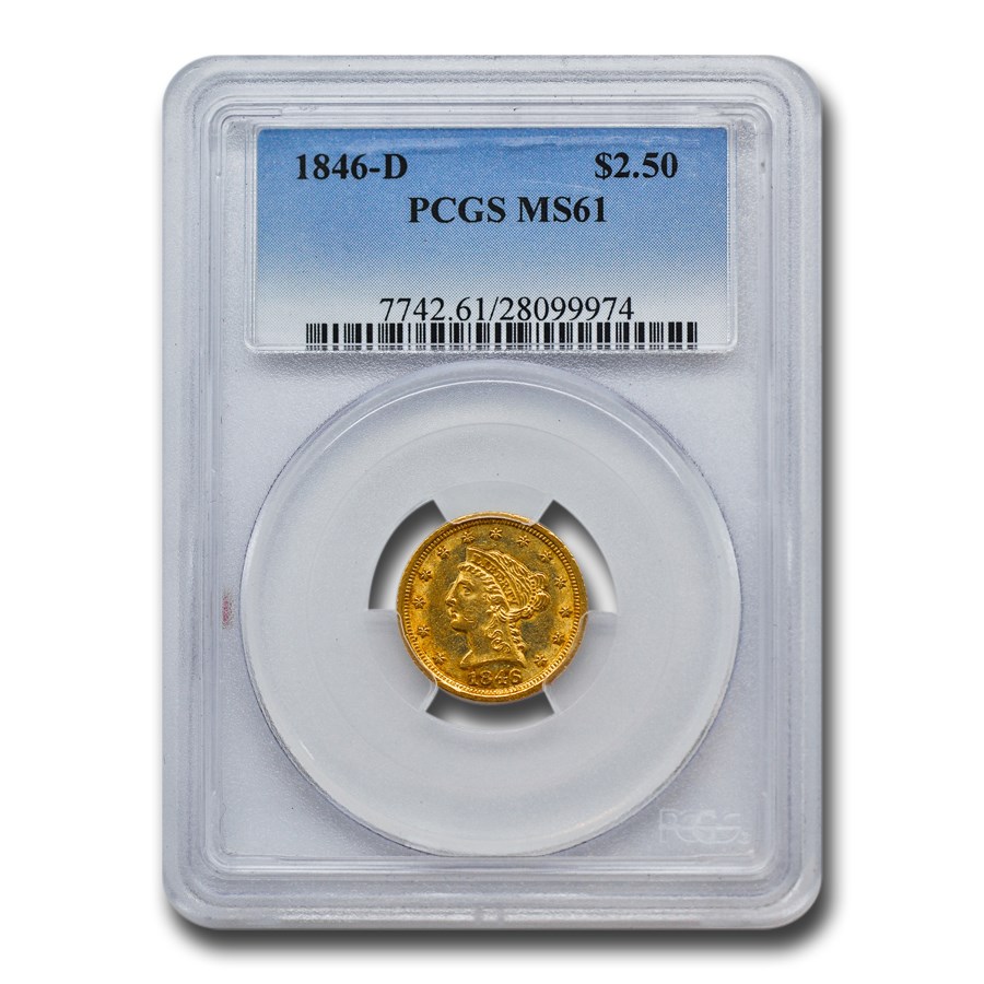 1846-D $2.50 Liberty Gold Quarter Eagle MS-61 PCGS