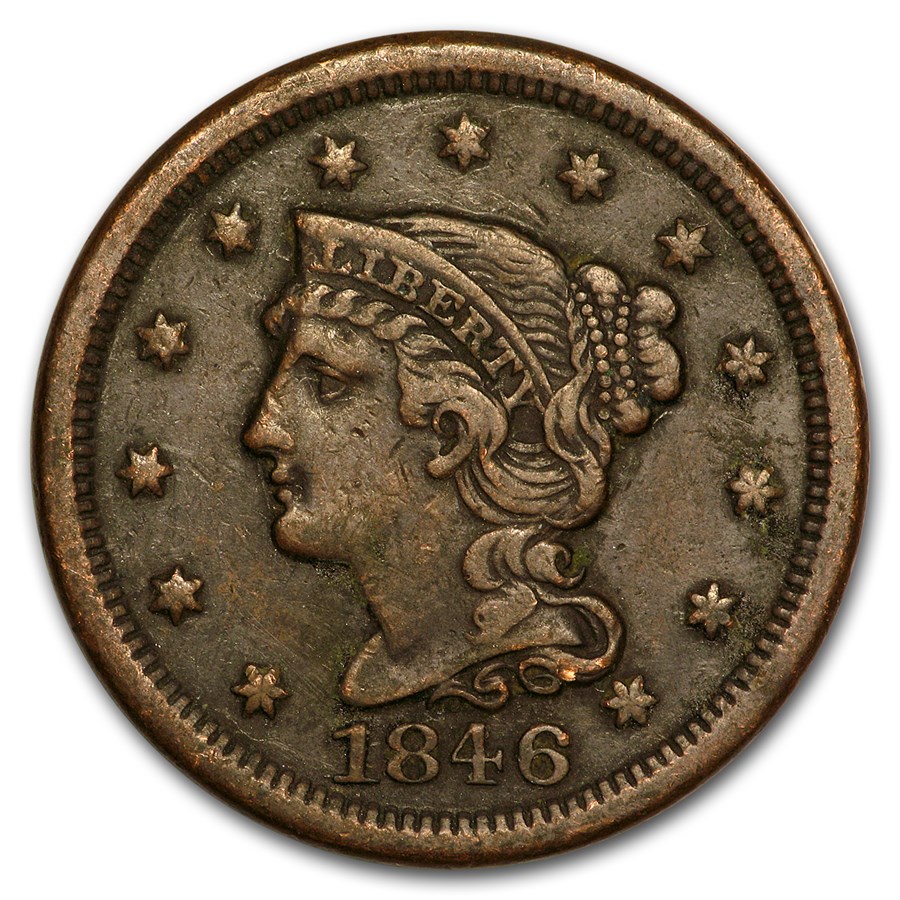 1846 Large Cent Medium Date VF