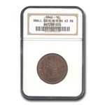 1846 Large Cent MS-63 NGC (Red/Brown, Small Date N-8)