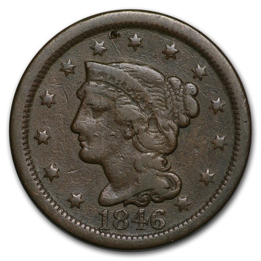 1846 Large Cent Tall Date VG
