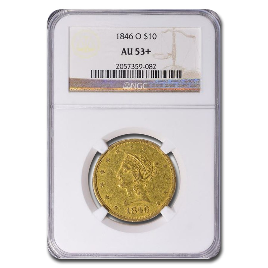 1846-O $10 Liberty Gold Eagle AU-53+ NGC