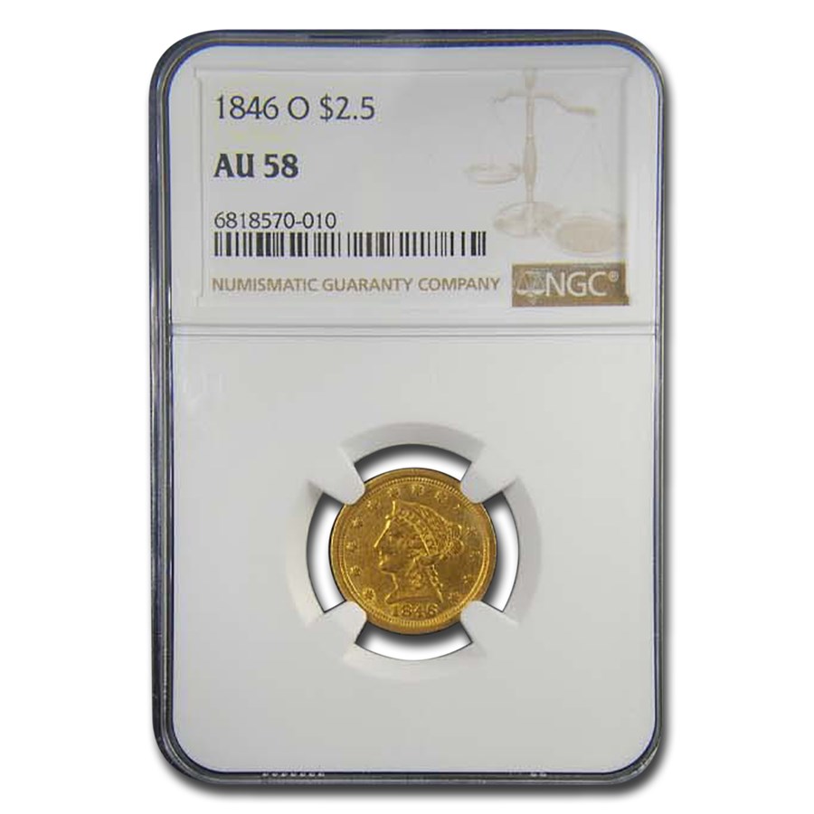 1846-O $2.50 Liberty Gold Quarter Eagle AU-58 NGC