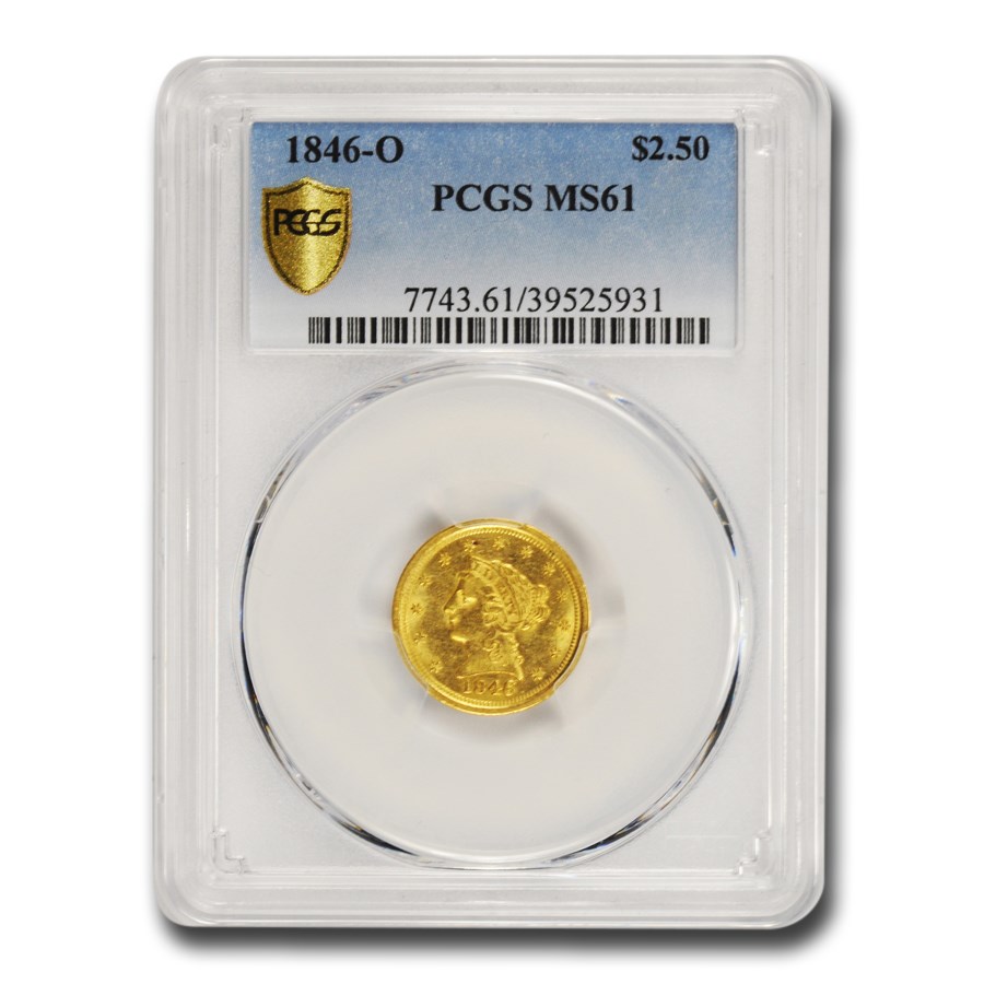 Buy 1846-O $2.50 Liberty Gold Quarter Eagle MS-61 PCGS | APMEX
