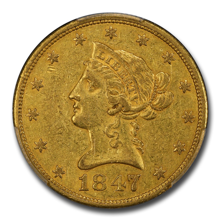 1847 $10 Liberty Gold Eagle XF-45 PCGS CAC