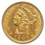 1847/7 $5 Liberty Gold Half Eagle MS-62 NGC