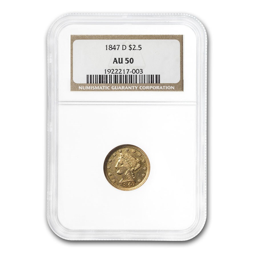 Buy 1847-D $2.50 Liberty Gold Quarter Eagle AU-50 NGC | APMEX