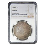 1847 Liberty Seated Dollar MS-61 NGC