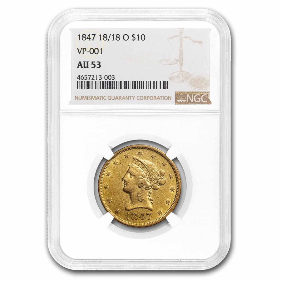 1847-O $10 Liberty Gold Eagle AU-53 NGC (VP-001)