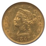 1847-O $10 Liberty Gold Eagle AU-55 NGC