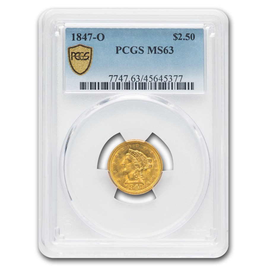 Buy 1847-O $2.50 Liberty Gold Quarter Eagle MS-63 PCGS | APMEX