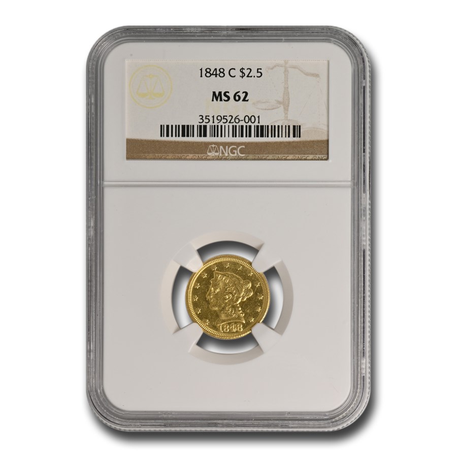 1848-C $2.50 Liberty Gold Quarter Eagle MS-62 NGC