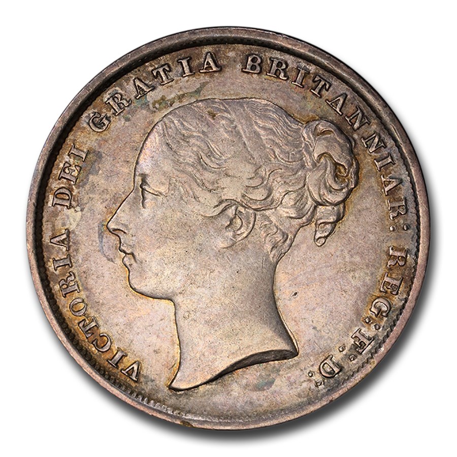 1848 Great Britain Silver Shilling Victoria AU-55 PCGS