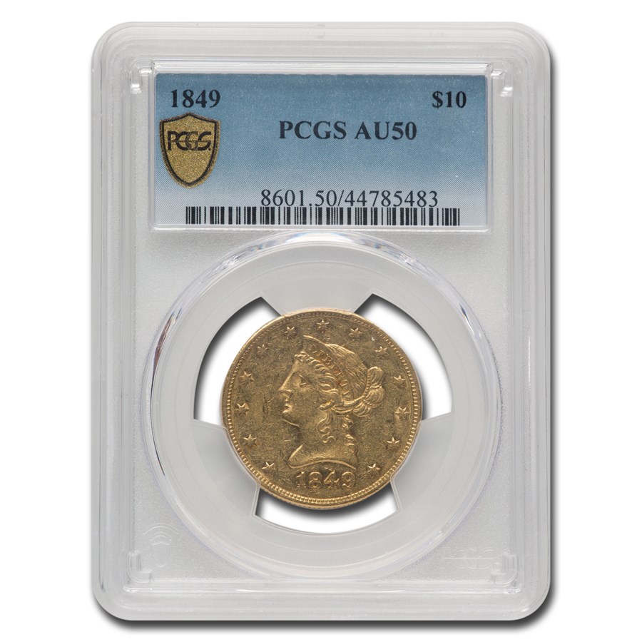 1849 $10 Liberty Gold Eagle AU-50 PCGS