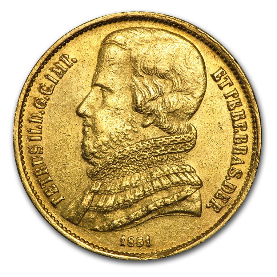 1849-1851 Brazil Gold 20,000 Reis Pedro II XF