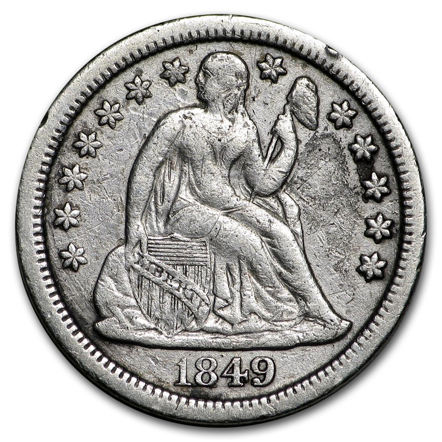 1849 Liberty Seated Dime VF