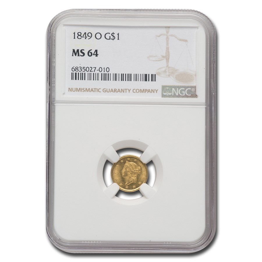 Buy 1849-O $1 Liberty Head Gold MS-64 NGC | APMEX