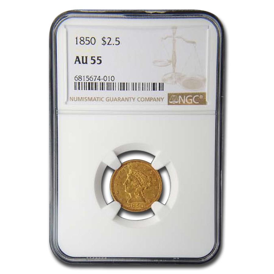 1850 $2.50 Liberty Gold Quarter Eagle AU-55 NGC