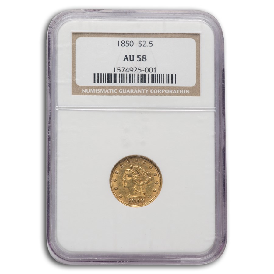 1850 $2.50 Liberty Gold Quarter Eagle AU-58 NGC