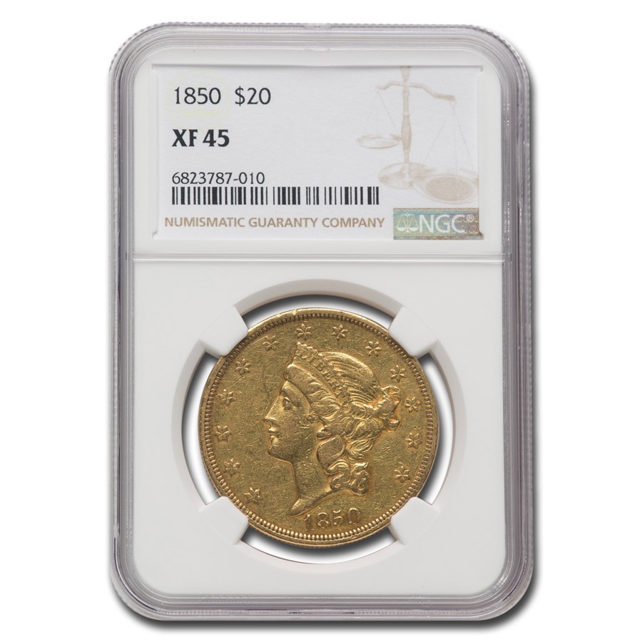 1850 $20 Liberty Gold Double Eagle XF-45 NGC