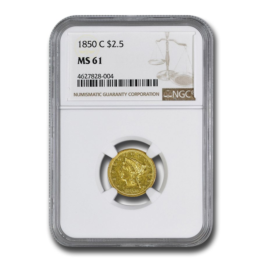 1850-C $2.50 Liberty Gold Quarter Eagle MS-61 NGC