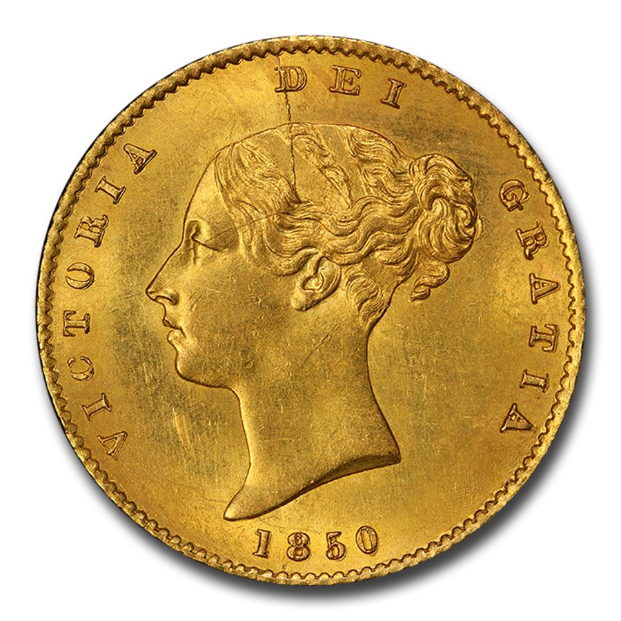 1850 Great Britain Gold Half Sovereign Victoria MS-64 PCGS